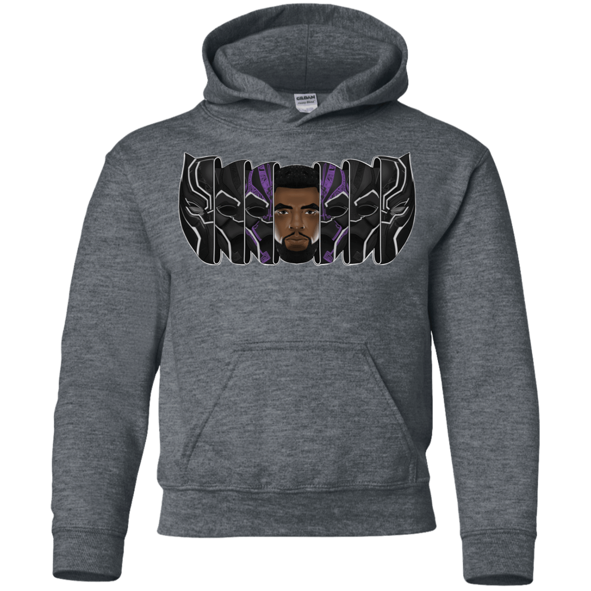 Sweatshirts Dark Heather / YS Black Panther Mask Youth Hoodie