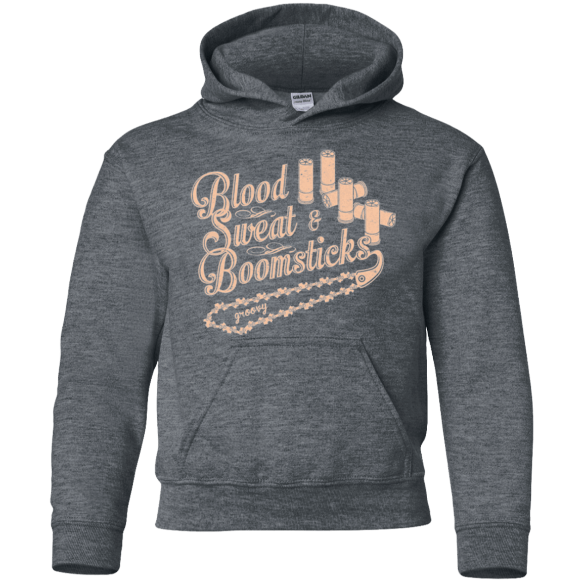 Sweatshirts Dark Heather / YS Blood Sweat & Boomsticks Youth Hoodie