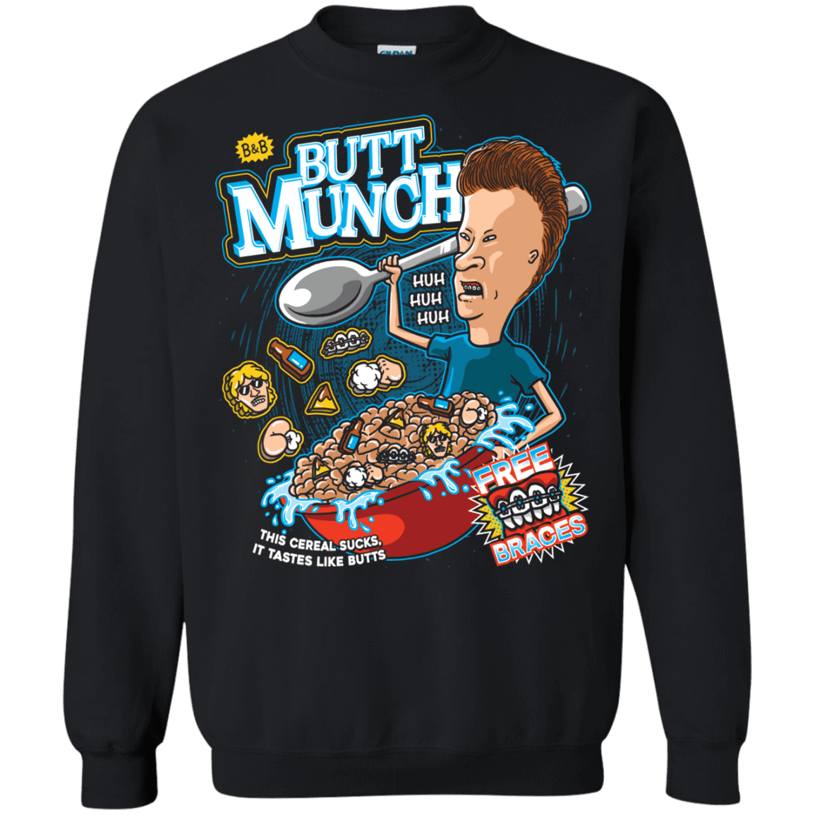 Sweatshirts Black / S Buttmunch Cereal Crewneck Sweatshirt