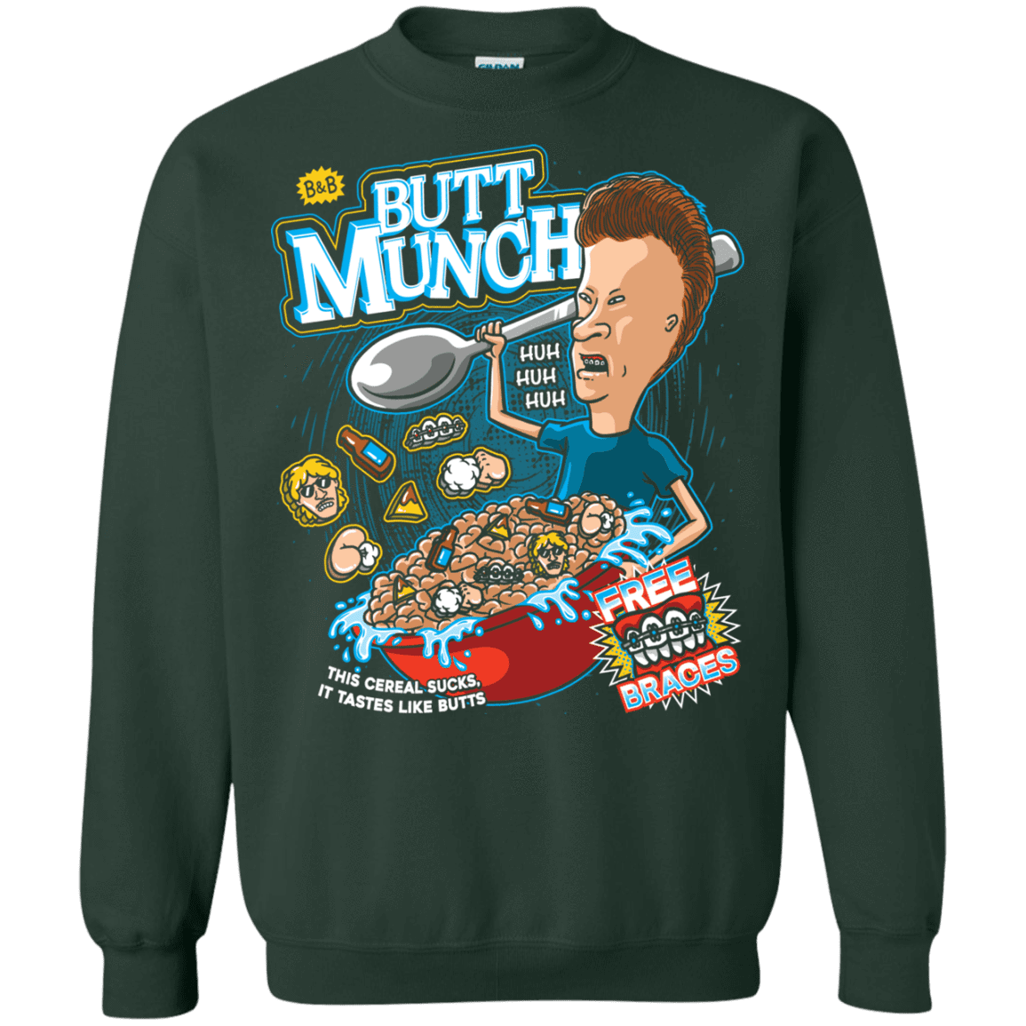 Sweatshirts Forest Green / S Buttmunch Cereal Crewneck Sweatshirt