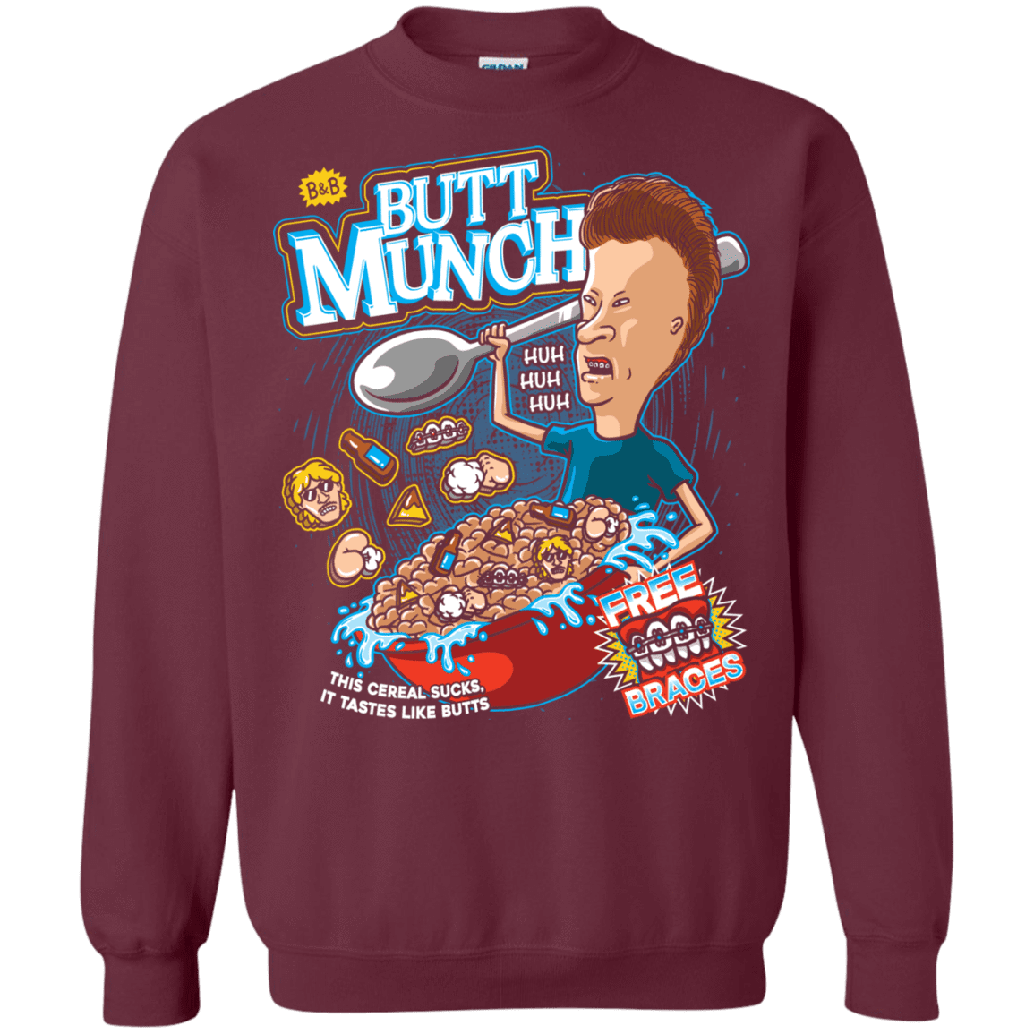 Sweatshirts Maroon / S Buttmunch Cereal Crewneck Sweatshirt