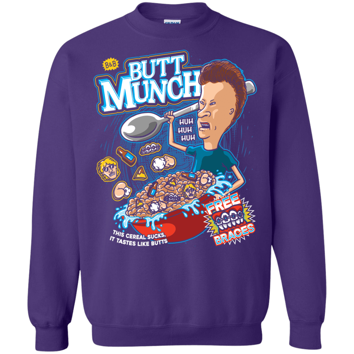 Sweatshirts Purple / S Buttmunch Cereal Crewneck Sweatshirt