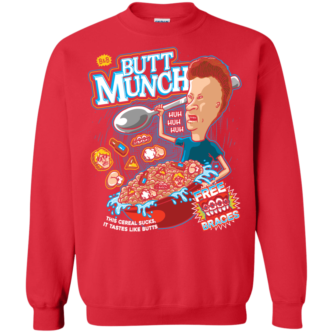 Sweatshirts Red / S Buttmunch Cereal Crewneck Sweatshirt