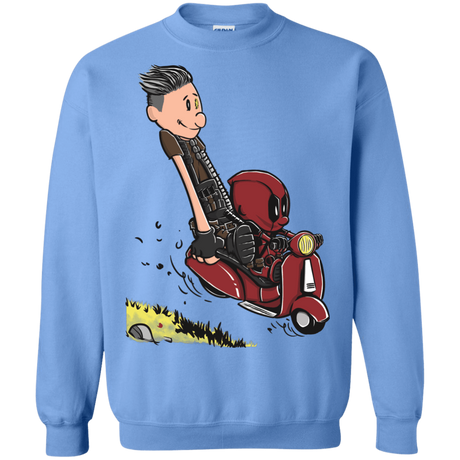Sweatshirts Carolina Blue / S Calvin & Deadpool Crewneck Sweatshirt