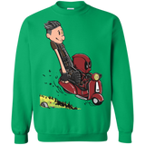 Sweatshirts Irish Green / S Calvin & Deadpool Crewneck Sweatshirt