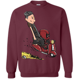 Sweatshirts Maroon / S Calvin & Deadpool Crewneck Sweatshirt