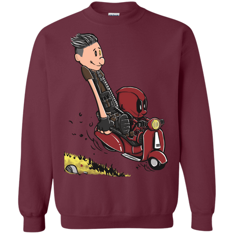 Sweatshirts Maroon / S Calvin & Deadpool Crewneck Sweatshirt