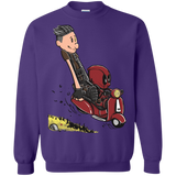 Sweatshirts Purple / S Calvin & Deadpool Crewneck Sweatshirt