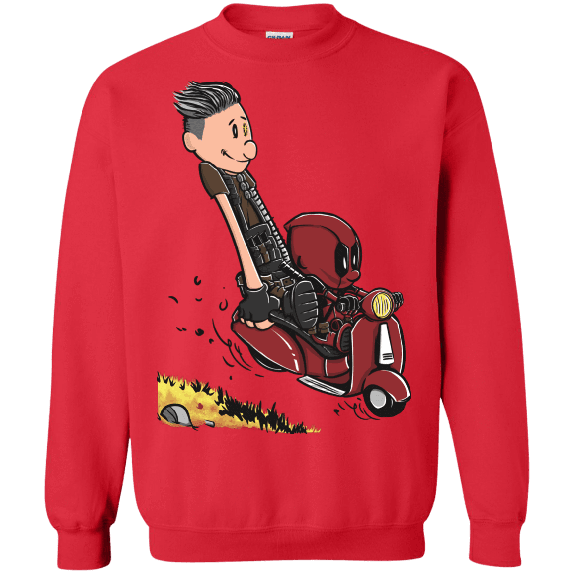 Sweatshirts Red / S Calvin & Deadpool Crewneck Sweatshirt