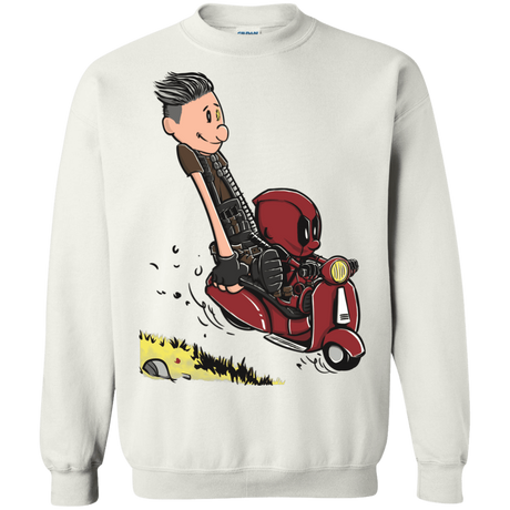 Sweatshirts White / S Calvin & Deadpool Crewneck Sweatshirt