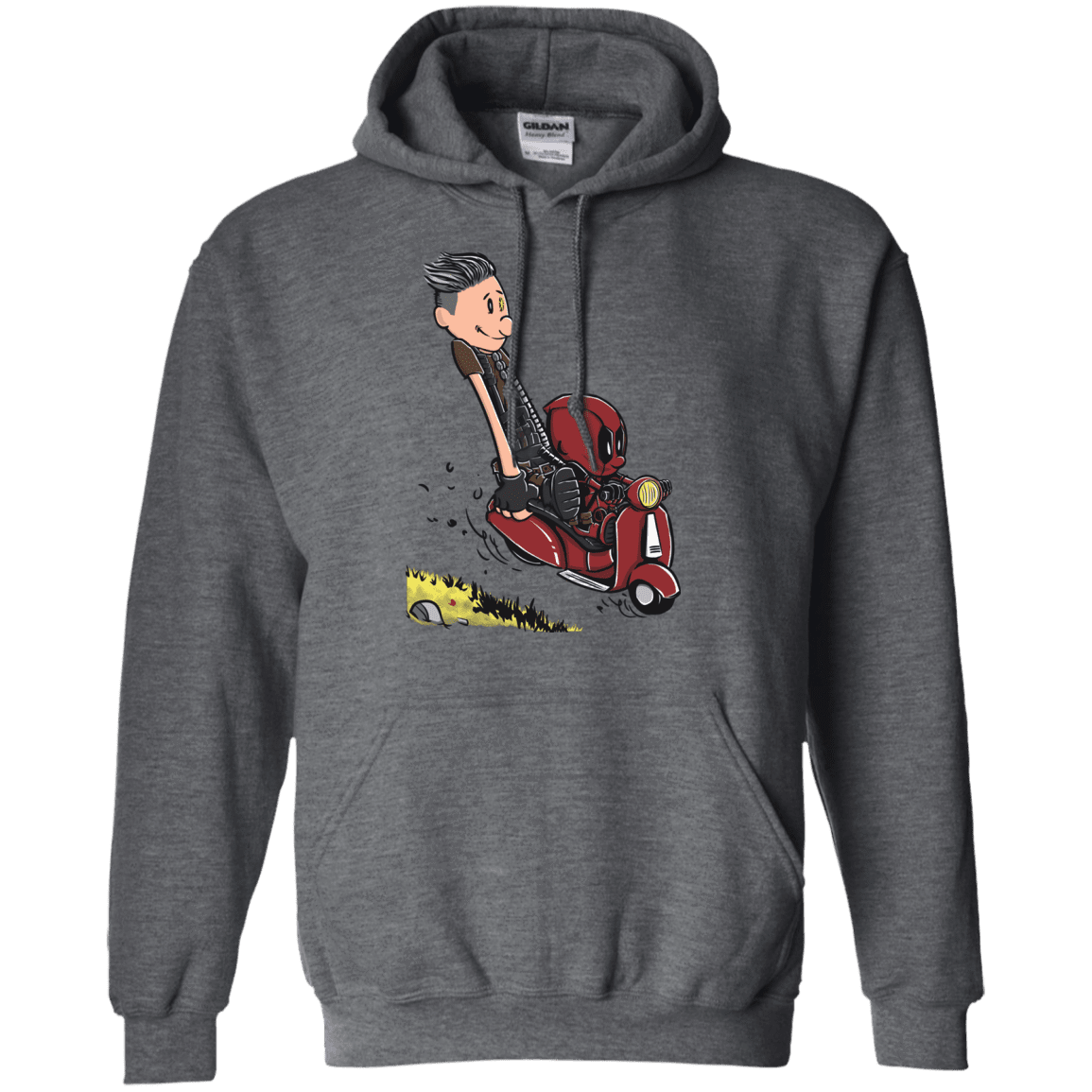 Sweatshirts Dark Heather / S Calvin & Deadpool Pullover Hoodie