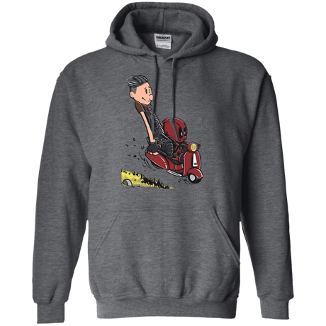 Sweatshirts Dark Heather / S Calvin & Deadpool Pullover Hoodie