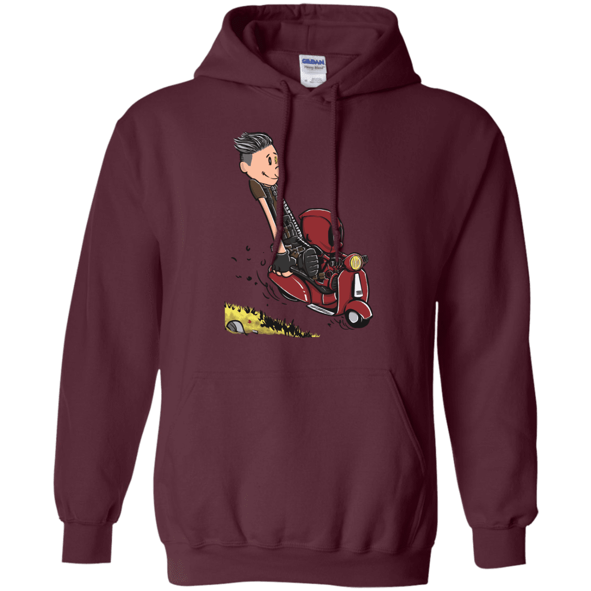 Sweatshirts Maroon / S Calvin & Deadpool Pullover Hoodie