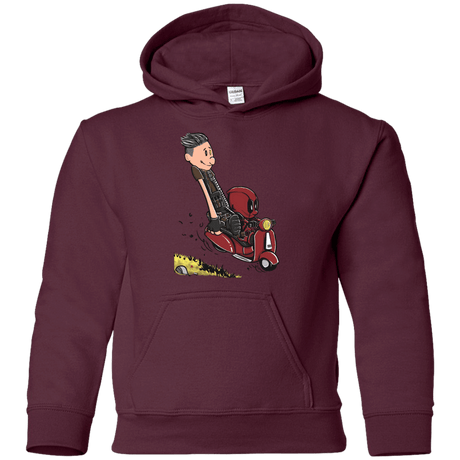 Sweatshirts Maroon / YS Calvin & Deadpool Youth Hoodie