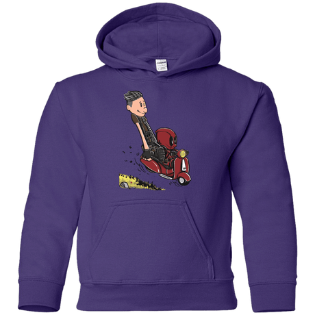 Sweatshirts Purple / YS Calvin & Deadpool Youth Hoodie