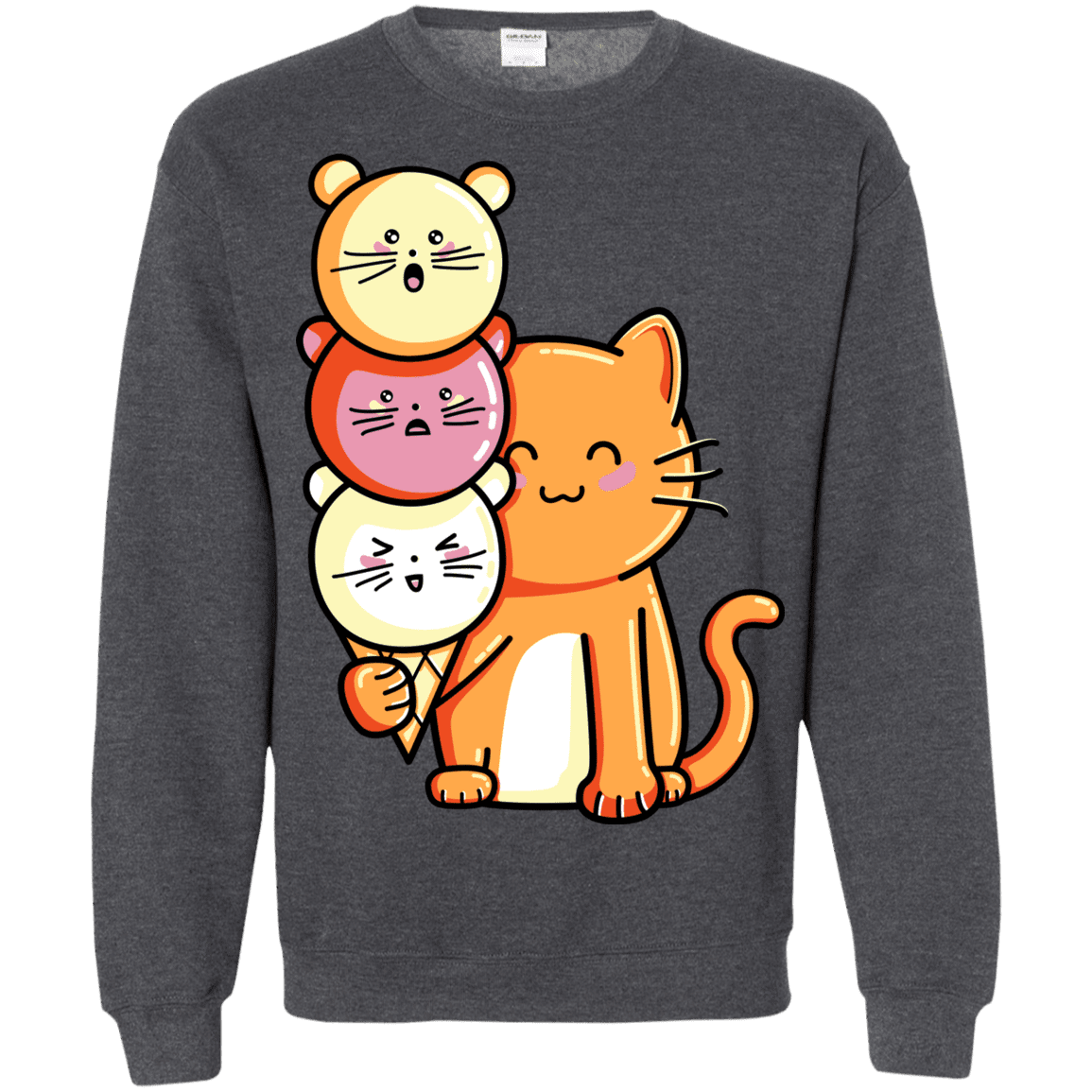 Sweatshirts Dark Heather / S Cat and Micecream Crewneck Sweatshirt