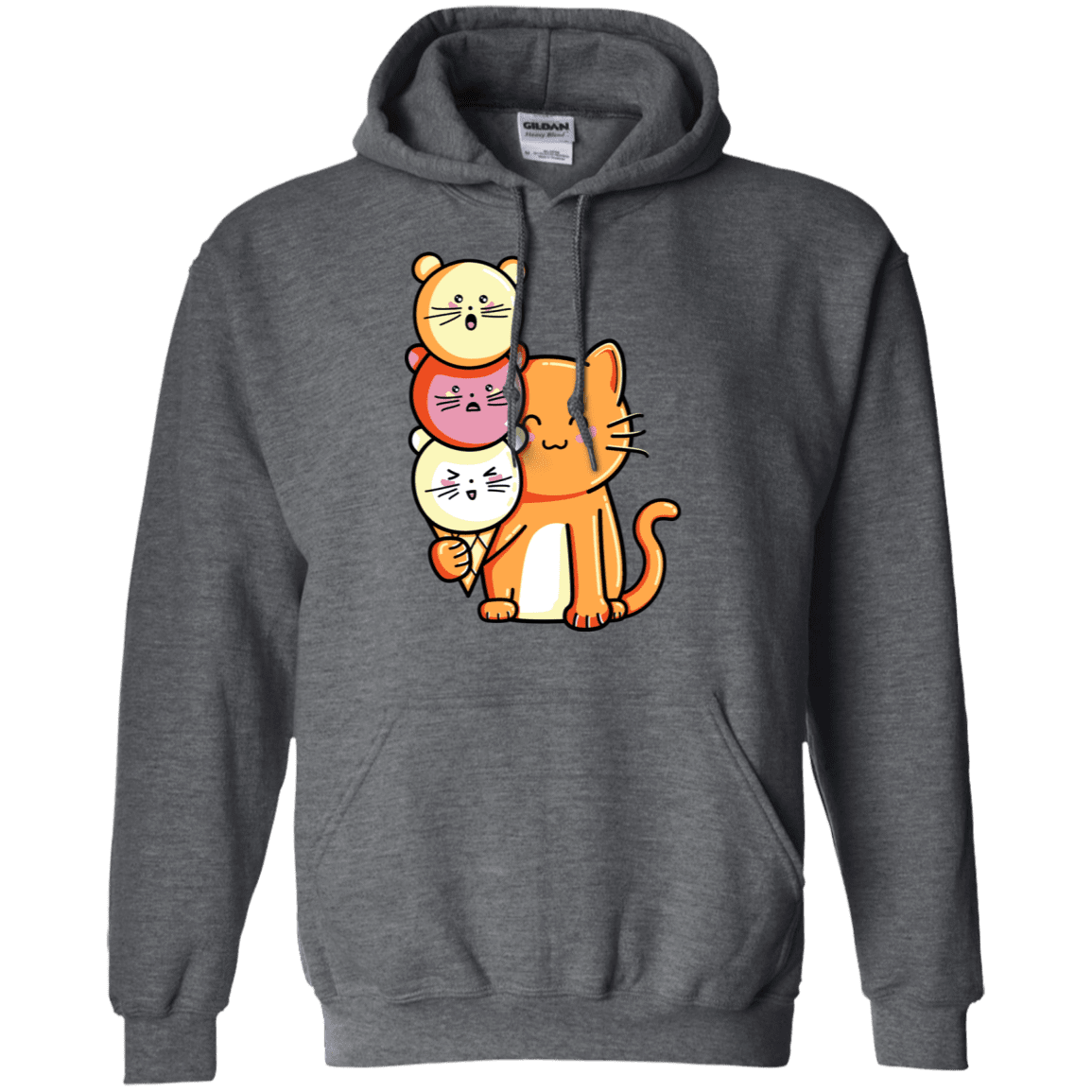 Sweatshirts Dark Heather / S Cat and Micecream Pullover Hoodie