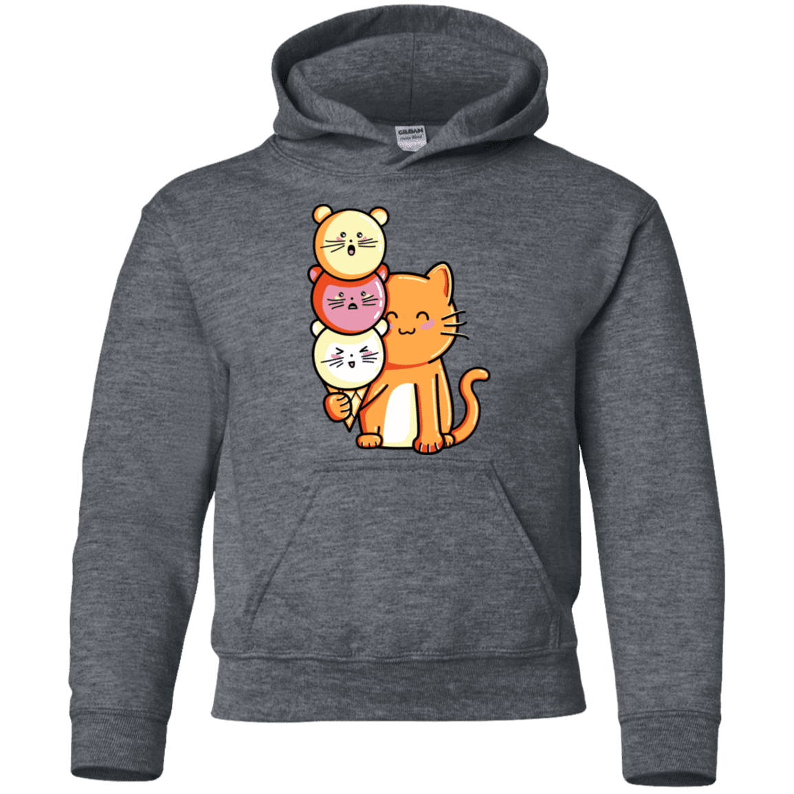 Sweatshirts Dark Heather / YS Cat and Micecream Youth Hoodie