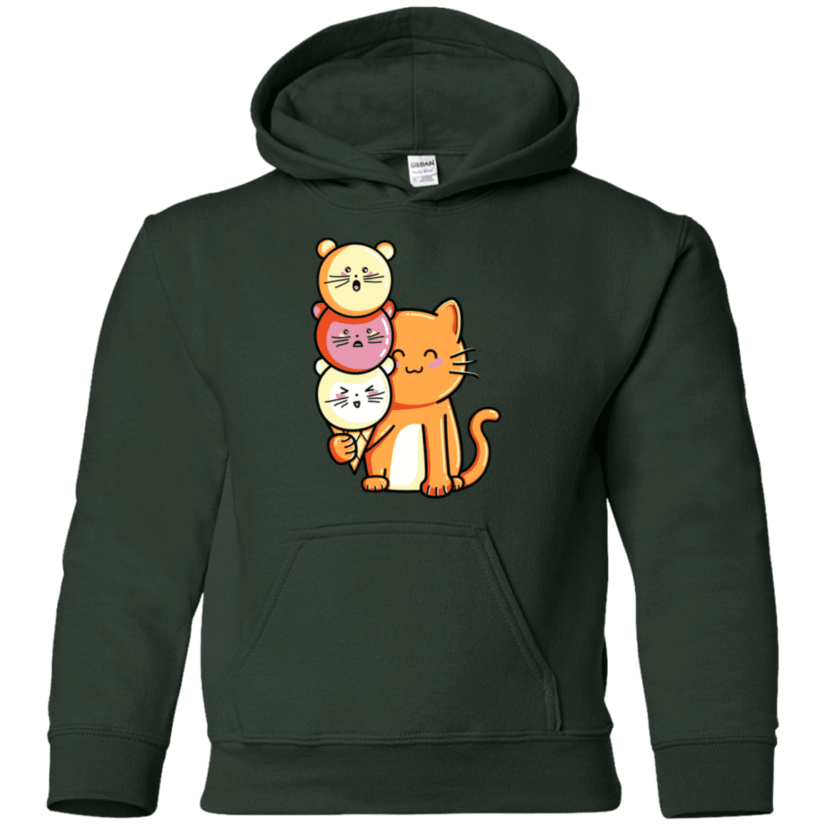 Sweatshirts Forest Green / YS Cat and Micecream Youth Hoodie