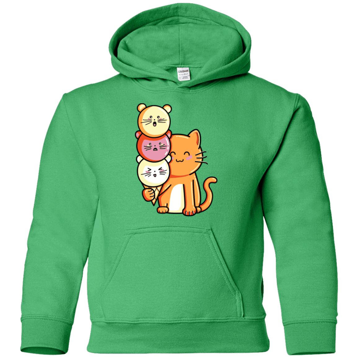 Sweatshirts Irish Green / YS Cat and Micecream Youth Hoodie