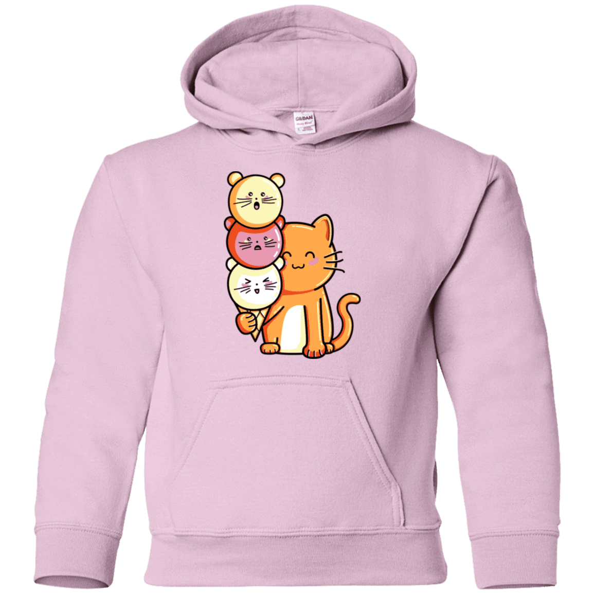 Sweatshirts Light Pink / YS Cat and Micecream Youth Hoodie