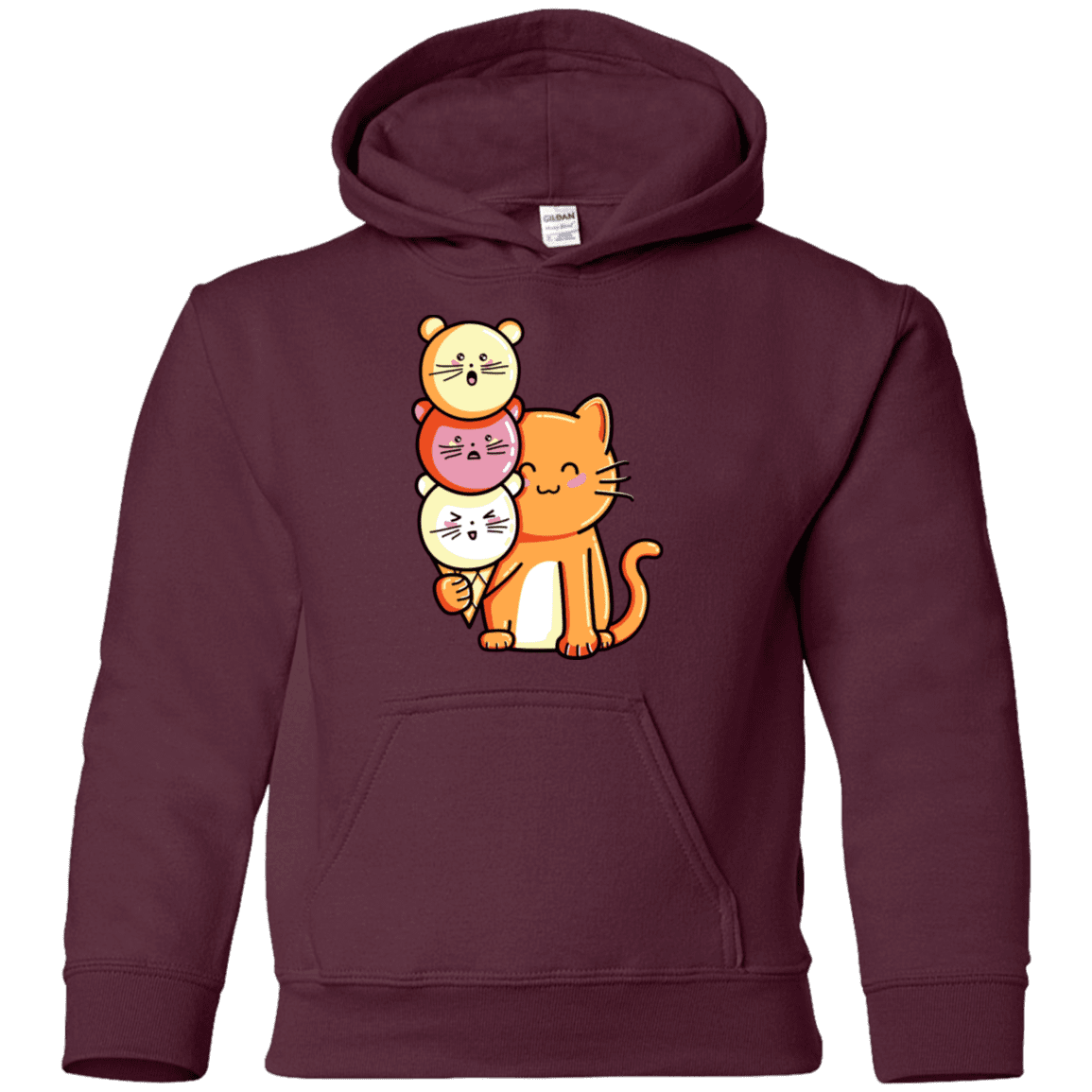 Sweatshirts Maroon / YS Cat and Micecream Youth Hoodie