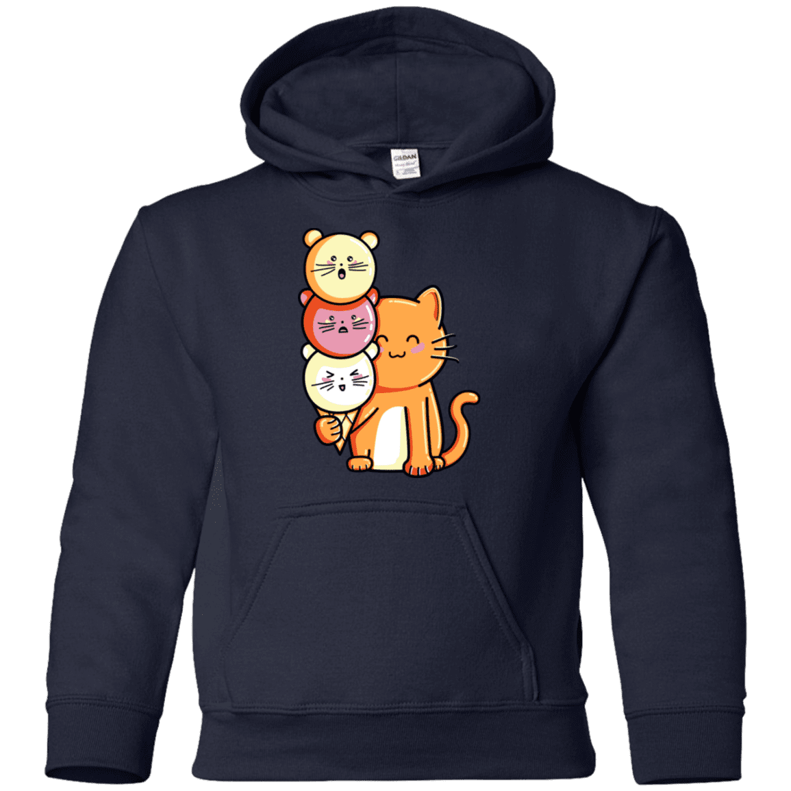 Sweatshirts Navy / YS Cat and Micecream Youth Hoodie