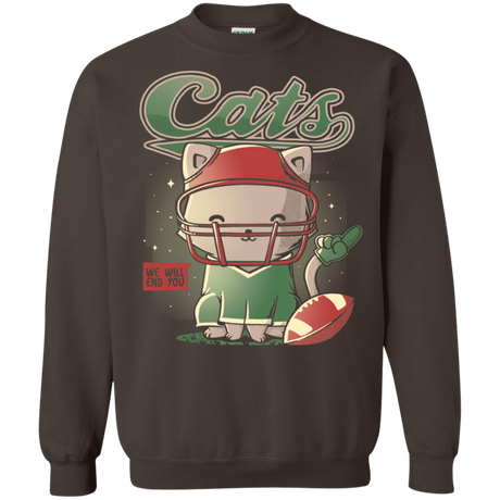 Sweatshirts Dark Chocolate / S Cats Football Crewneck Sweatshirt