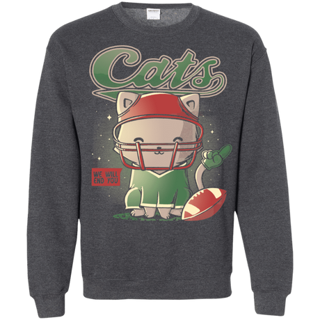 Sweatshirts Dark Heather / S Cats Football Crewneck Sweatshirt