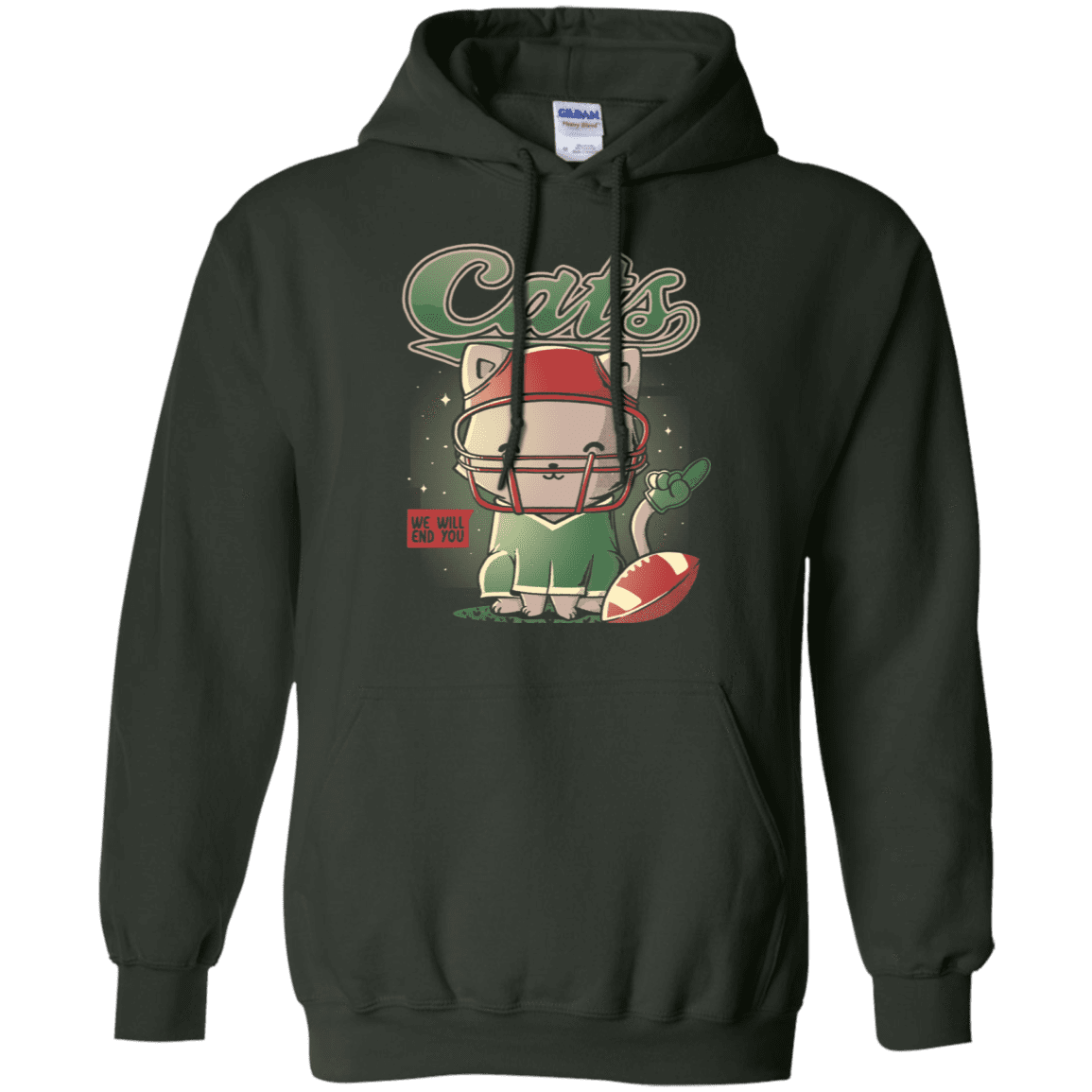 Sweatshirts Forest Green / S Cats Football Pullover Hoodie