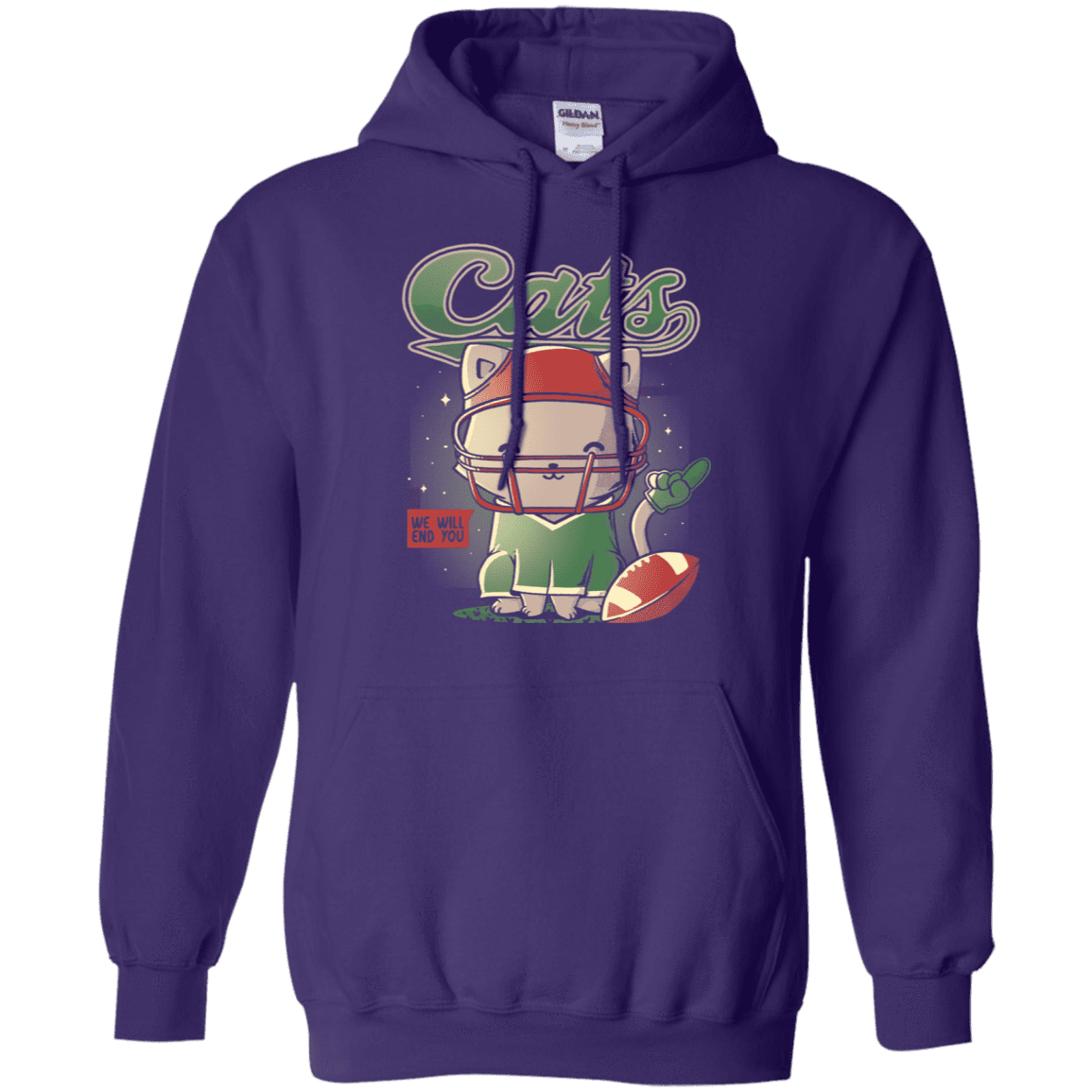 Sweatshirts Purple / S Cats Football Pullover Hoodie