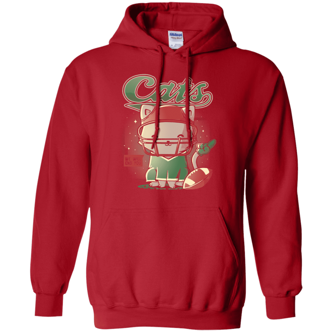 Sweatshirts Red / S Cats Football Pullover Hoodie