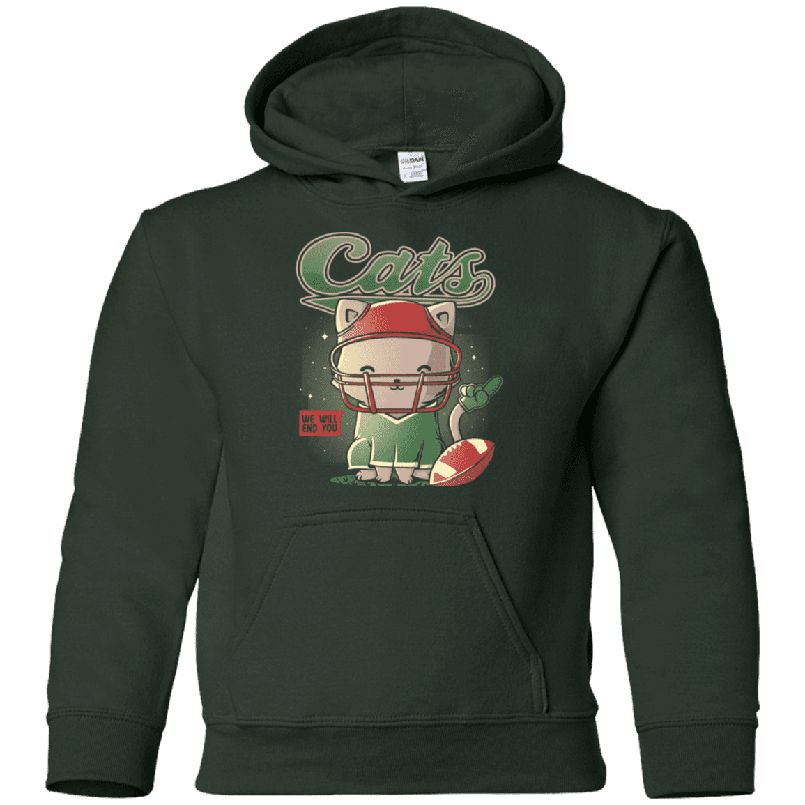 Sweatshirts Forest Green / YS Cats Football Youth Hoodie