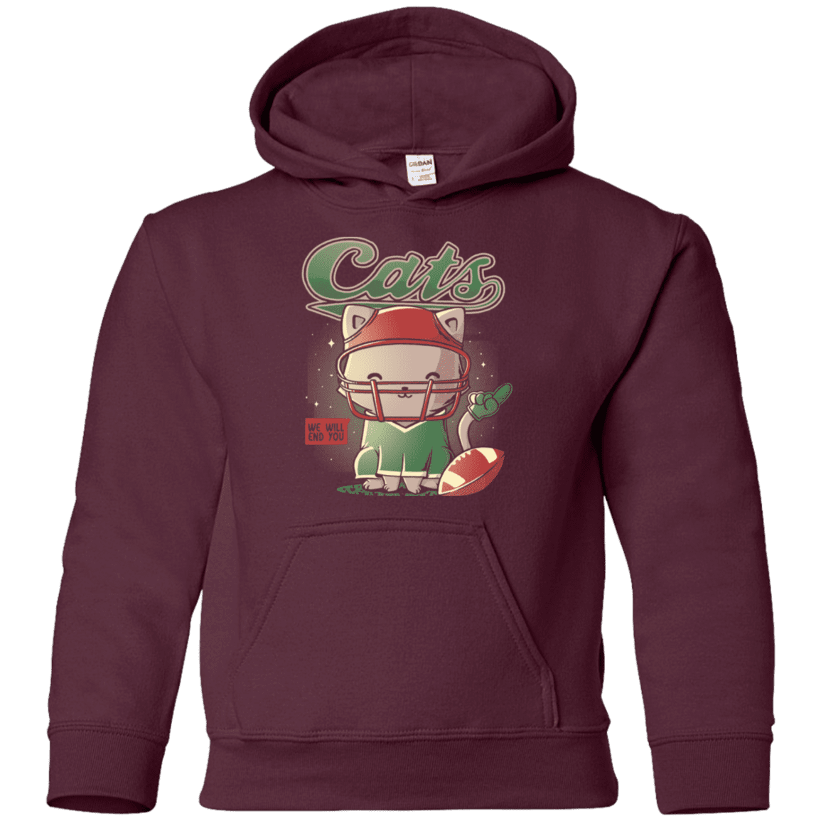 Sweatshirts Maroon / YS Cats Football Youth Hoodie