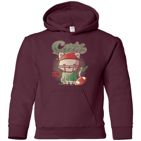 Sweatshirts Maroon / YS Cats Football Youth Hoodie