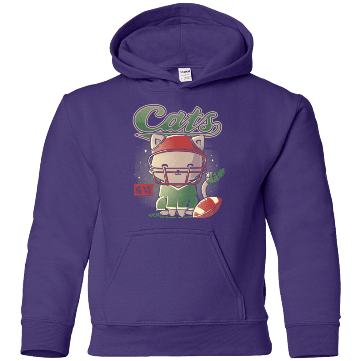 Sweatshirts Purple / YS Cats Football Youth Hoodie