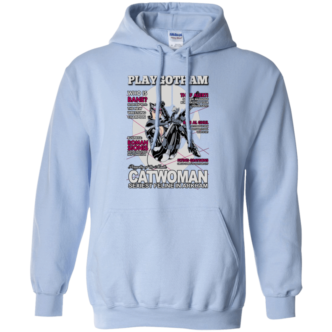 Sweatshirts Light Blue / Small Catwoman PlayGotham Pullover Hoodie