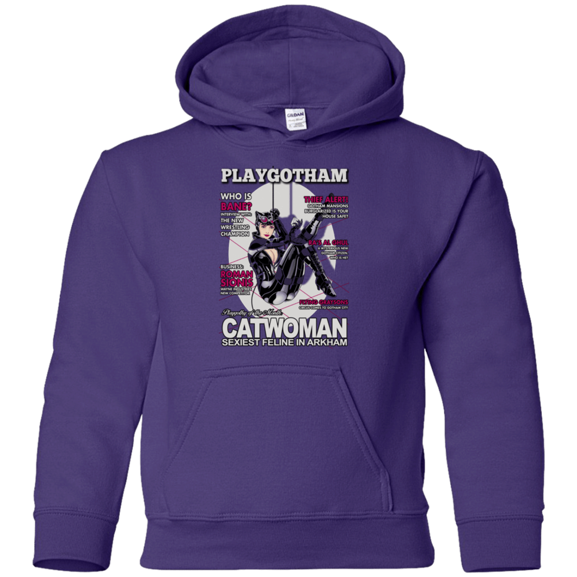 Sweatshirts Purple / YS Catwoman PlayGotham Youth Hoodie