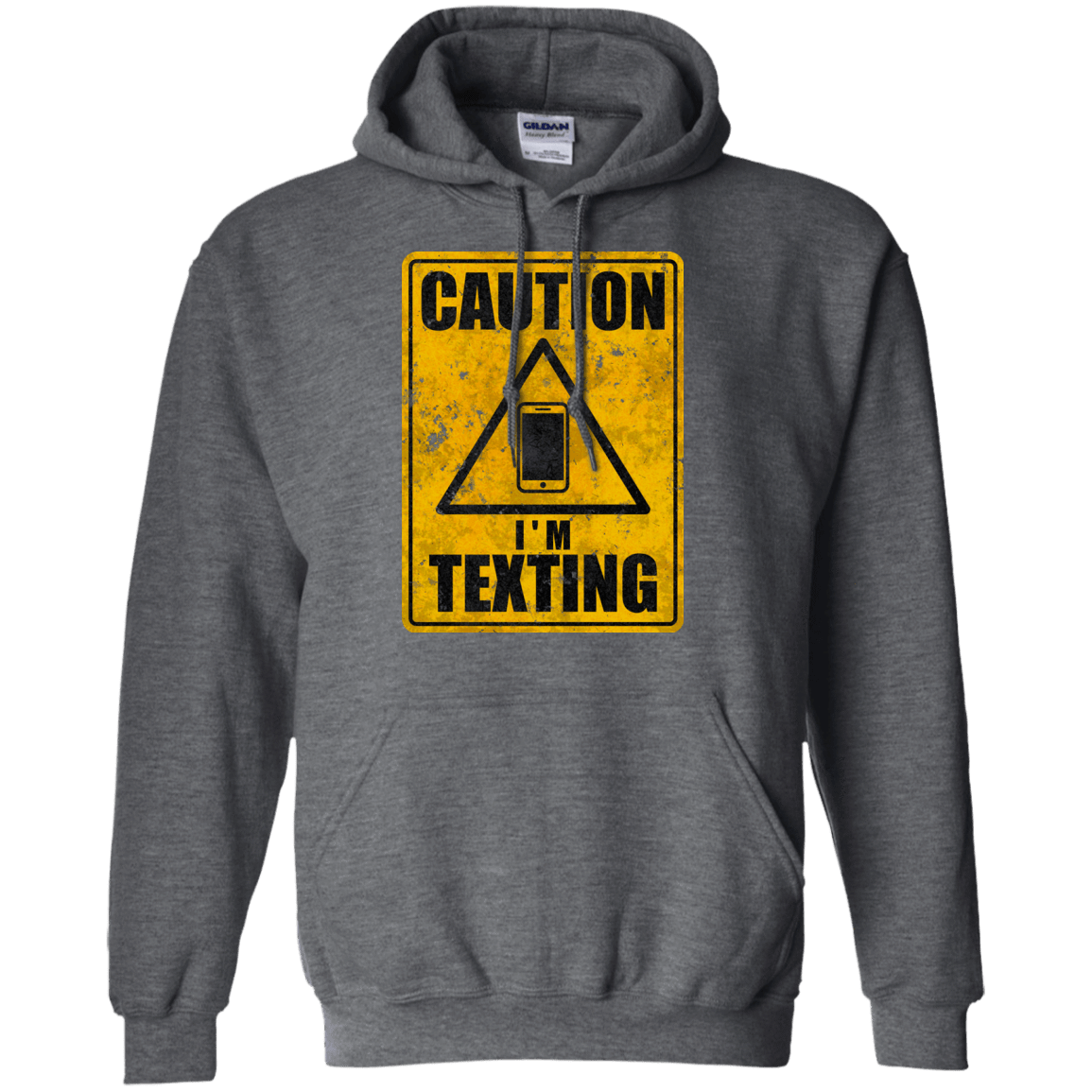 Sweatshirts Dark Heather / Small Caution I'm Texting Pullover Hoodie