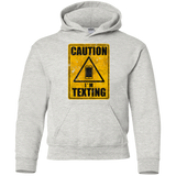 Sweatshirts Ash / YS Caution I'm Texting Youth Hoodie