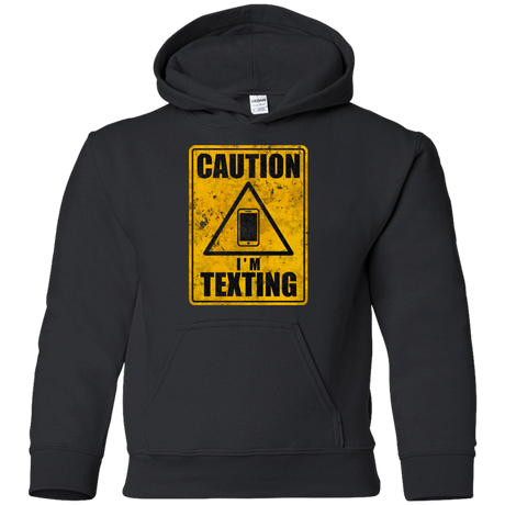 Sweatshirts Black / YS Caution I'm Texting Youth Hoodie