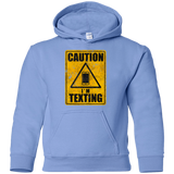 Sweatshirts Carolina Blue / YS Caution I'm Texting Youth Hoodie