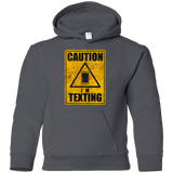 Sweatshirts Charcoal / YS Caution I'm Texting Youth Hoodie