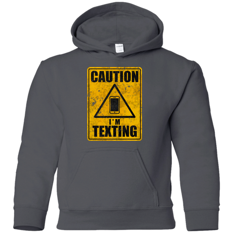 Sweatshirts Charcoal / YS Caution I'm Texting Youth Hoodie