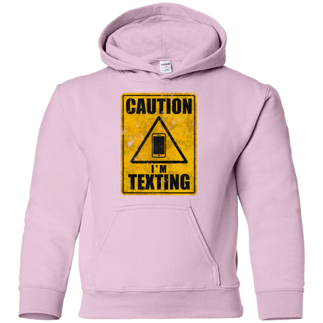 Sweatshirts Light Pink / YS Caution I'm Texting Youth Hoodie