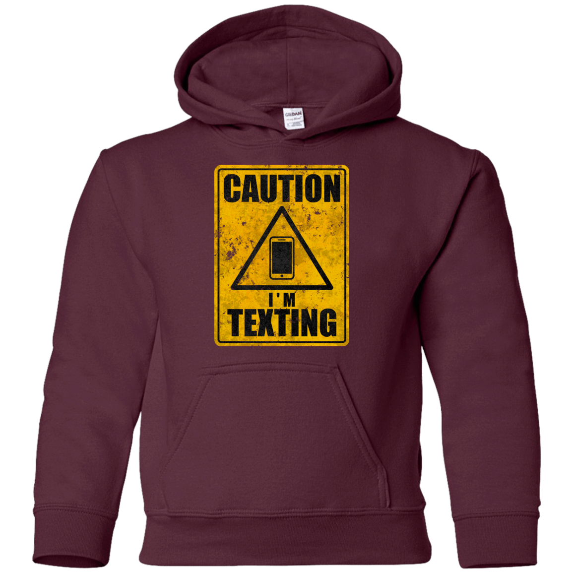 Sweatshirts Maroon / YS Caution I'm Texting Youth Hoodie
