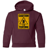 Sweatshirts Maroon / YS Caution I'm Texting Youth Hoodie
