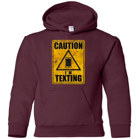 Sweatshirts Maroon / YS Caution I'm Texting Youth Hoodie