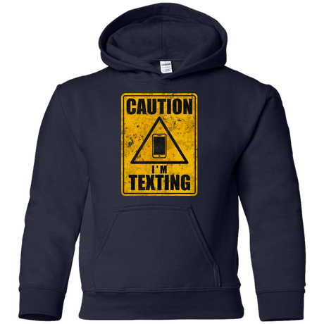 Sweatshirts Navy / YS Caution I'm Texting Youth Hoodie