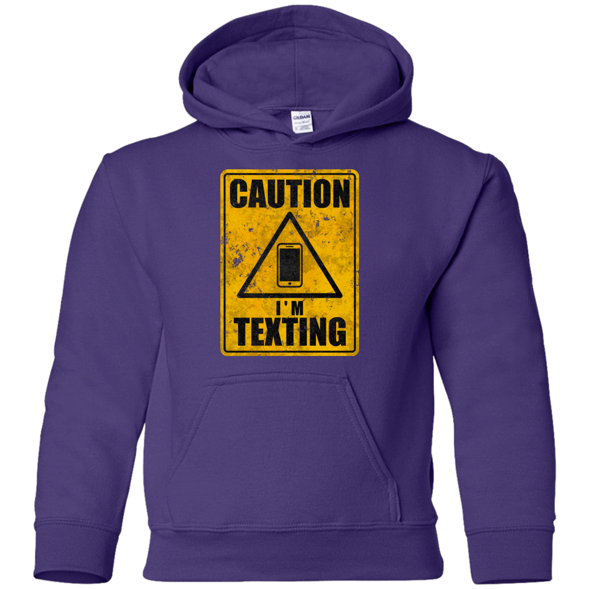 Sweatshirts Purple / YS Caution I'm Texting Youth Hoodie
